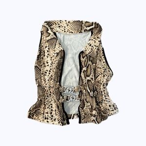 Snakeskin Print Vest with Silver Buckle